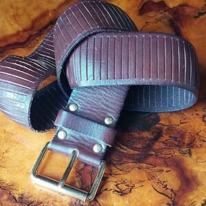 Vintage wide Linea Pelle Collection Brown Leather slit Belt